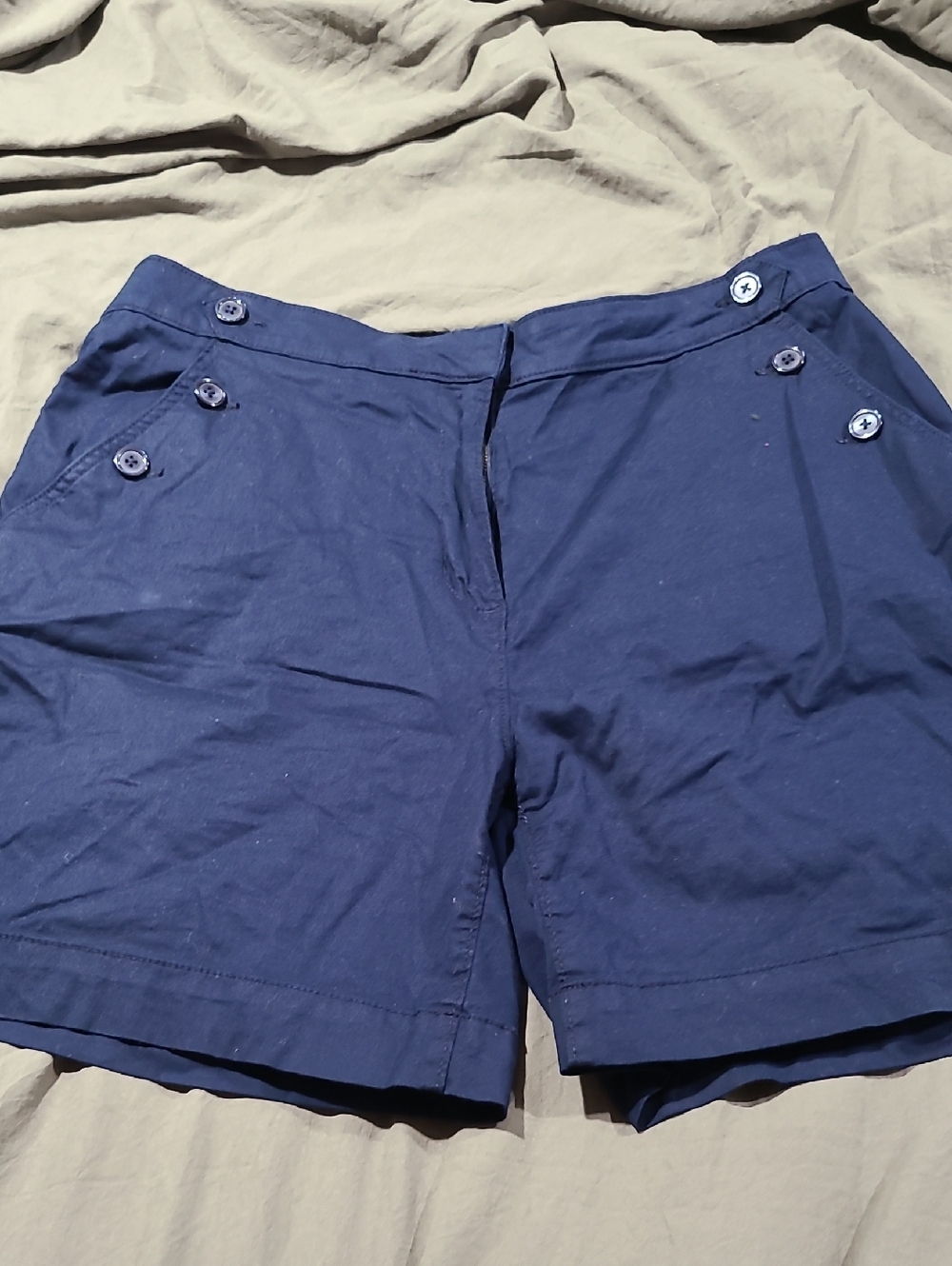 croft & barrow Navy Button-Accent Women's Bermuda Shorts
